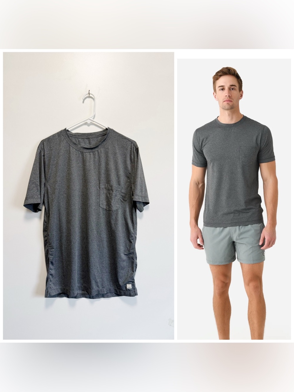 VUORI Tradewind Performance Pocket Short Sleeve T Shirt Gray Medium V109